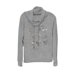 NEW DISNEY PRINCESS Icons Long SLEEVE SHIRT WOMEN'S SZ 2X Gray Funnel Neck G4